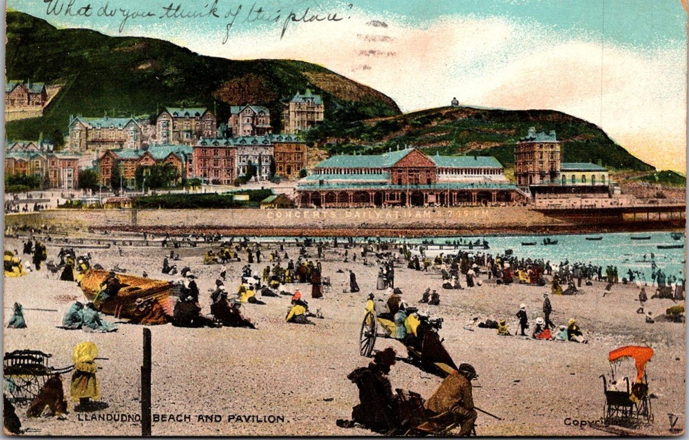 Dr Jim Stamps Postcard Llandudno Beach And Pavilion Beach Scene C1909