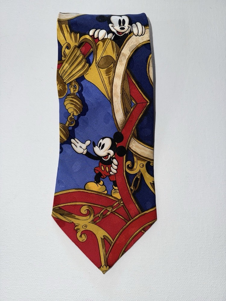 Vintage Disney Mickey Mouse Tie 100% Silk Made in Korea Collectible Cartoon Tie