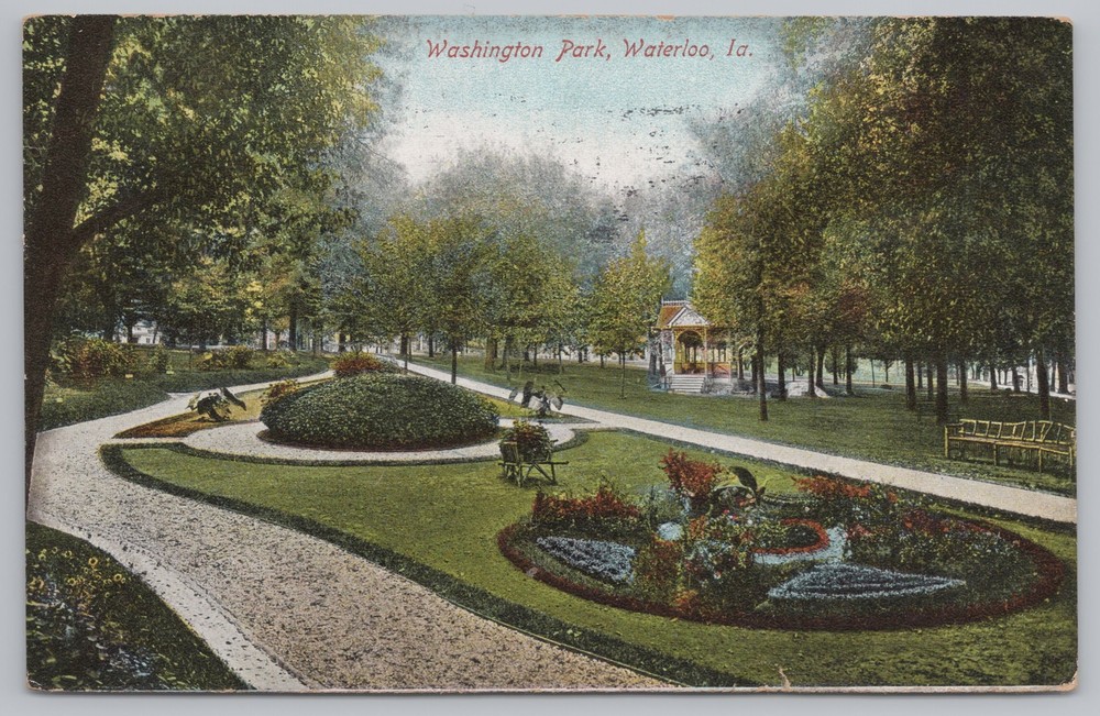State View~Washington Park Waterloo Iowa~Vintage Postcard