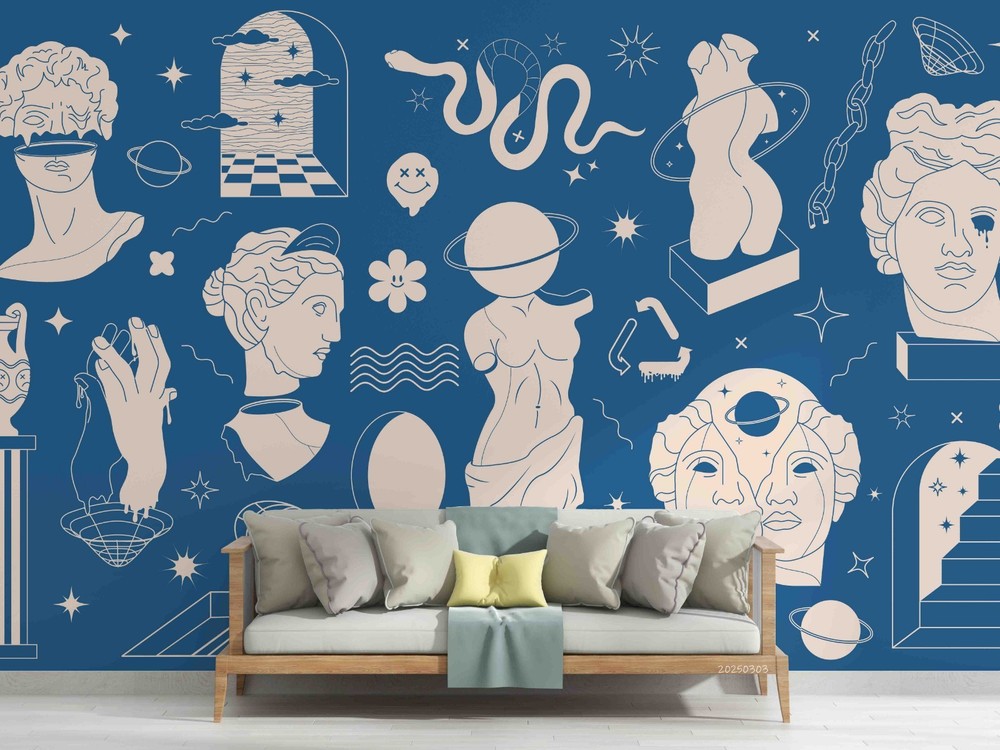 3D Hand Drawn Greek Statue Wall Murals Wallpaper Murals Wall Sticker