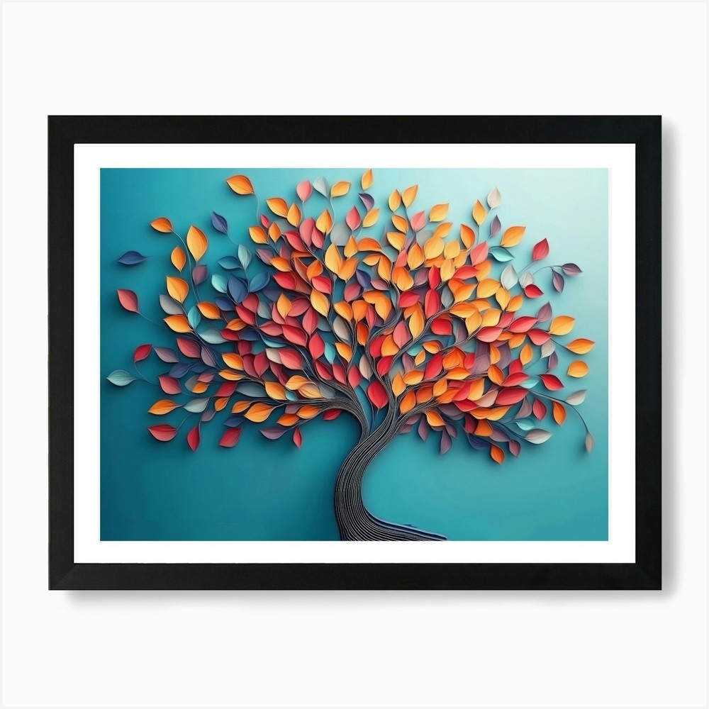 Vibrant Leafy Tree Framed Canvas Art Print Wall Decor