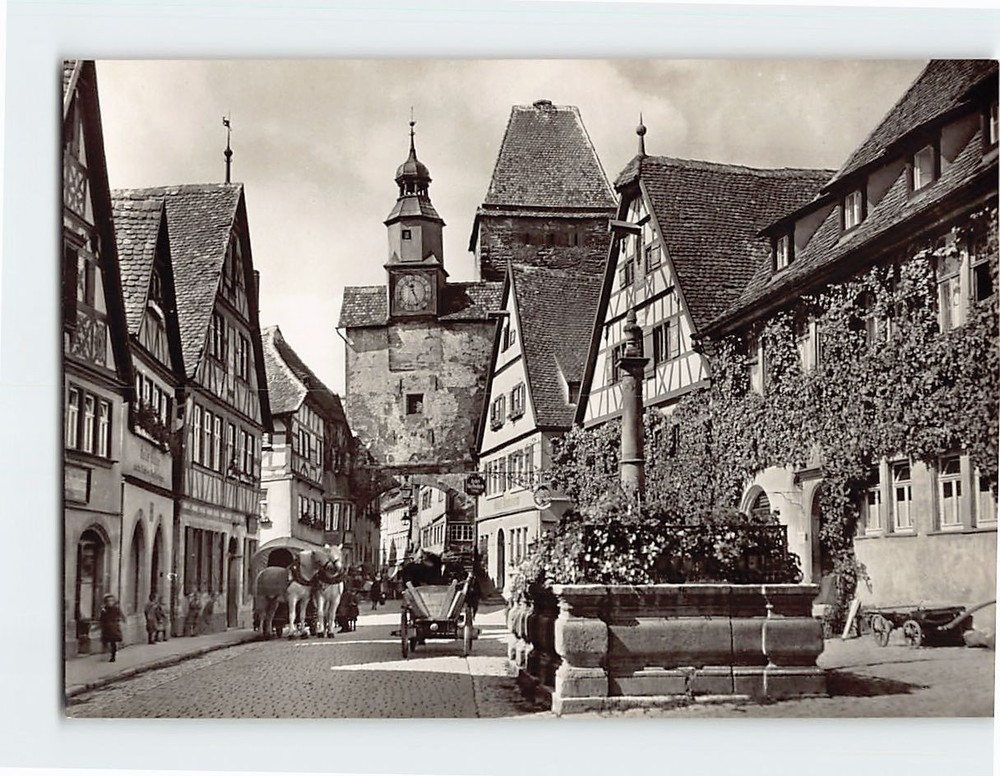 Postcard Rödergasse with St. Mark's Tower Rothenburg ob der Tauber Germany