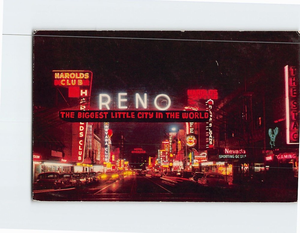 Postcard Reno Arch and South Virginia Street Reno Nevada USA