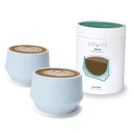 IMAGINE Porcelain Latte Coffee Cups, Double Walled Espresso Cups, Glass Cups