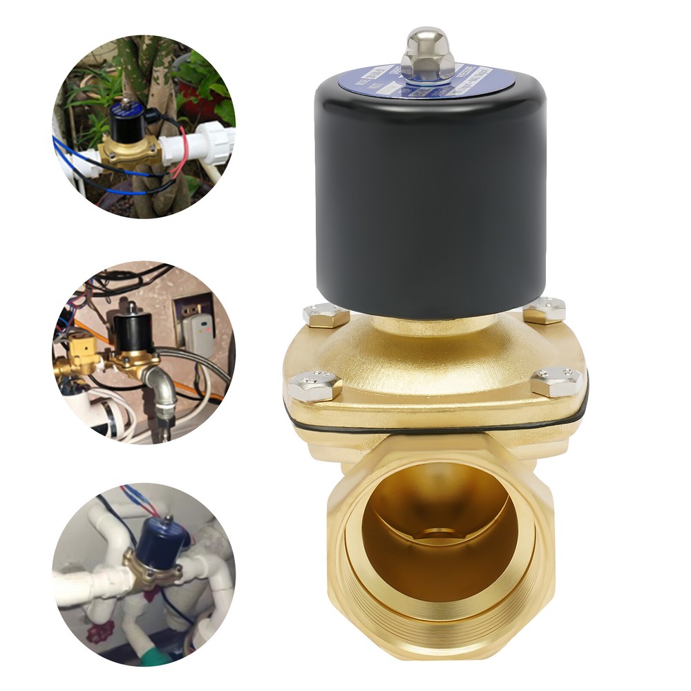 Electric Solenoid Valve Brass Water Air Gas Normally Closed 2-inch NPT AC110V