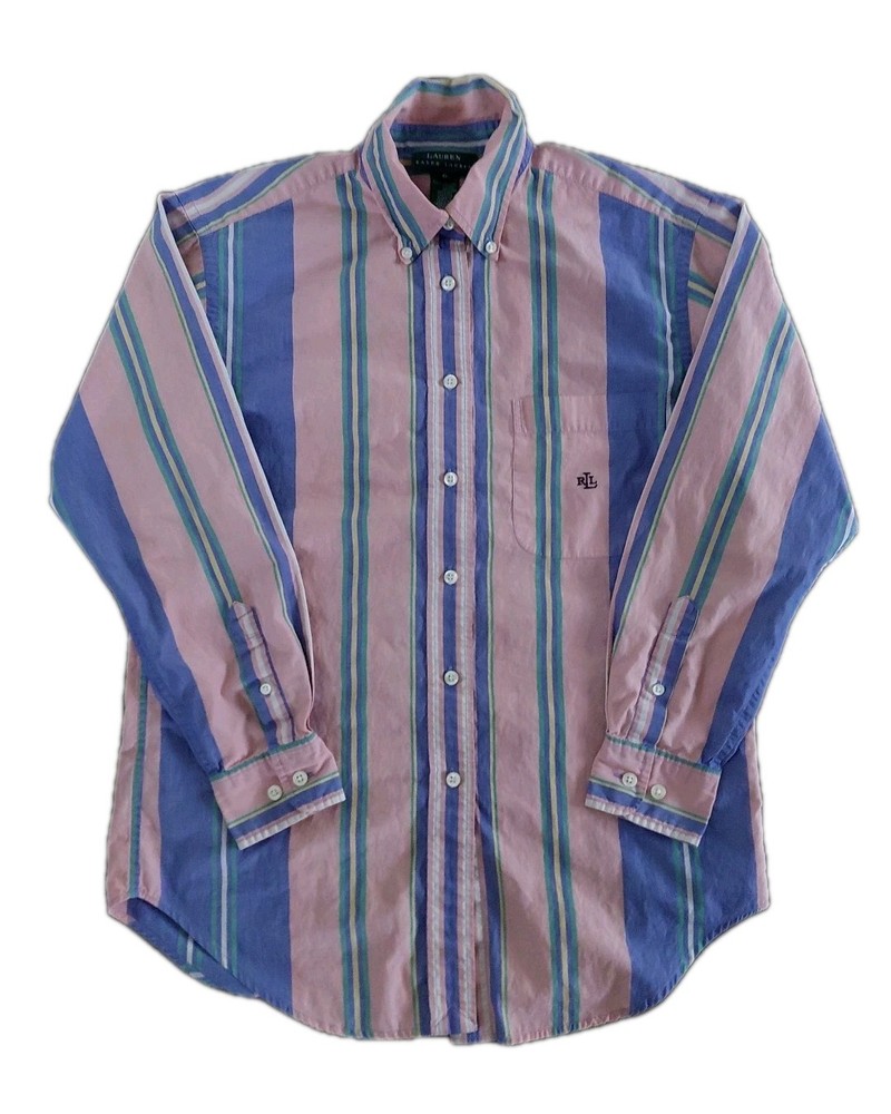 Vintage Lauren Ralph Lauren Striped Button Down Long Sleeve Top 90s Mom Preppy