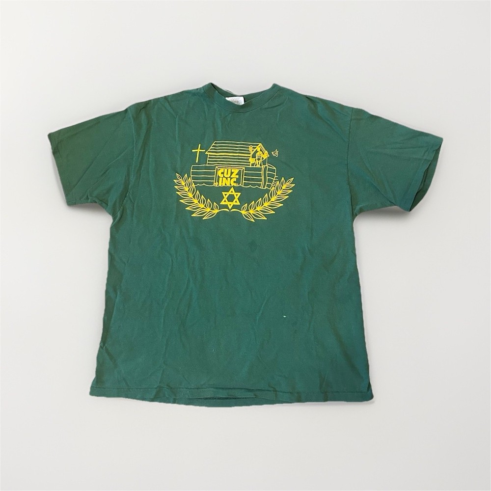 Single Stitch Vintage Hanes Beefy-T Green Cotton Graphic T-Shirt XL