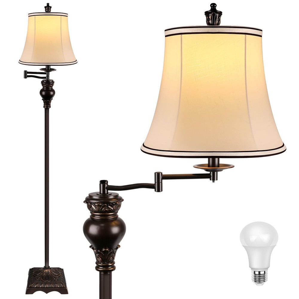 Vintage Floor Lamps for Living Room,Traditional 350° Adjustable Swing Arm Far...