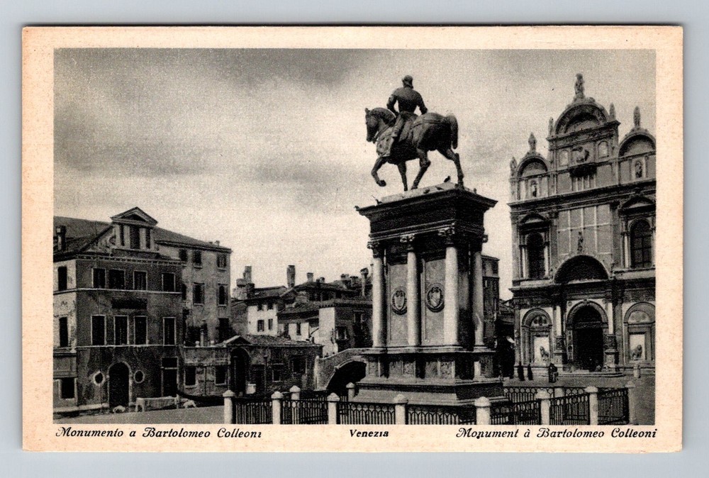 Italy- Venice Monument To Bartolomeo Colleoni Souvenir Old PC Vintage Postcard