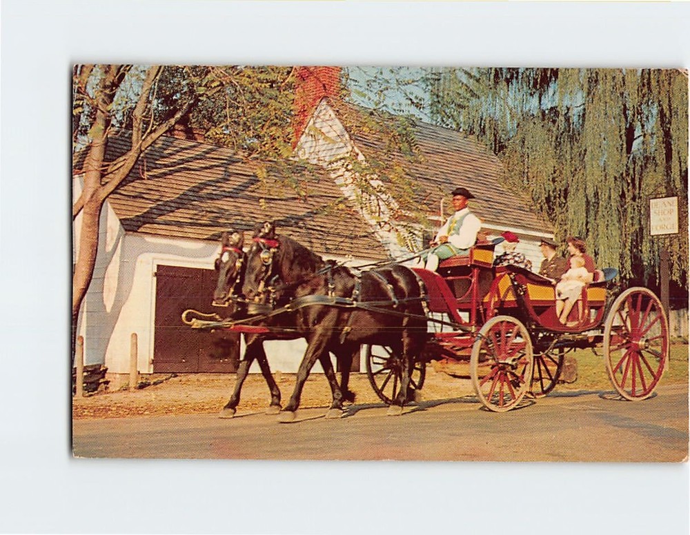 Postcard Mulberry Phaeton Passing the Deane Forge Williamsburg Virginia USA