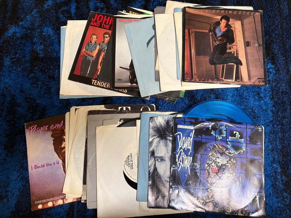 1980s 45rpm Record Lot - Various Promotional Albums - Lot of 24 Bowie, Run D.M.C