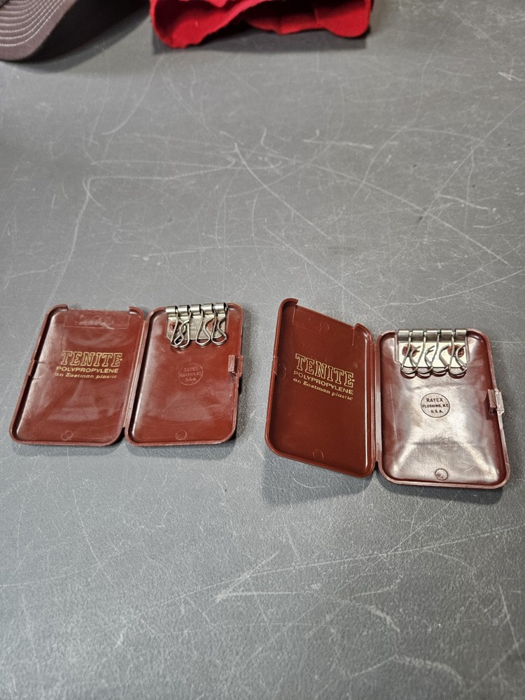 2 Vintage Key Holders Tenite Eastman Plastic Good Old Ones Key Rings