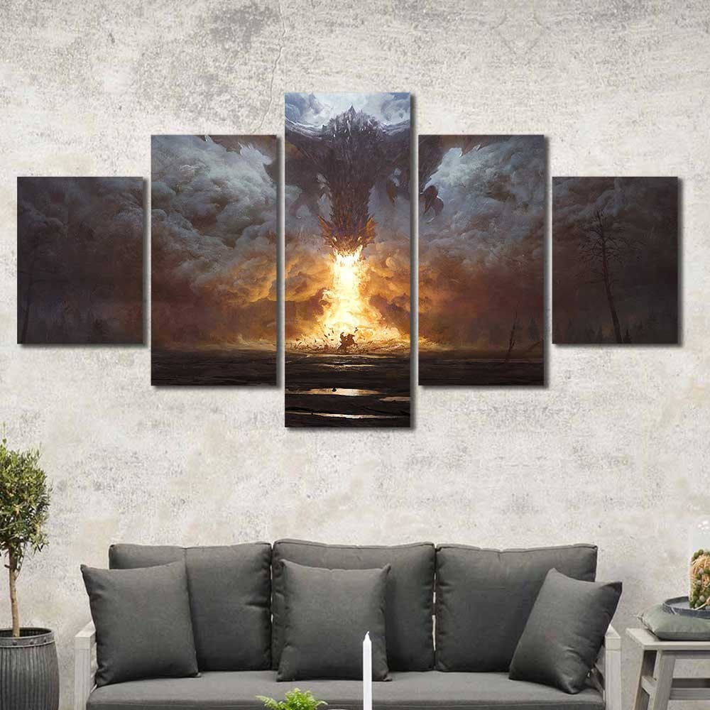 Dragon Fantasy GOT Multiple Options 3 4 5 Panel Canvas Wall Art Home