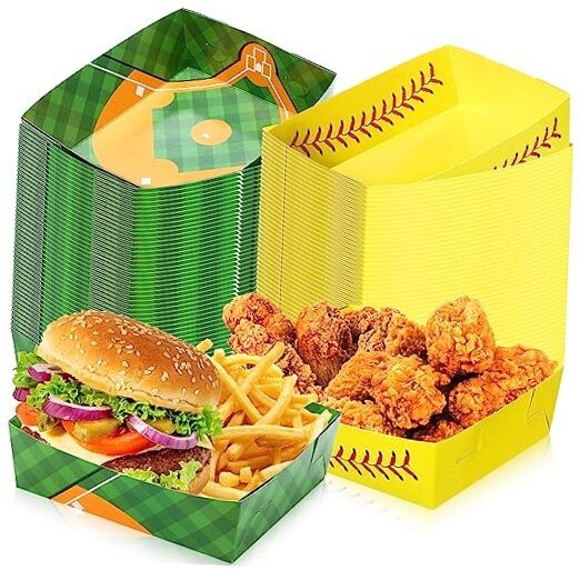 100 Pack 5 lb Large Softball Paper Trays for Party Favors