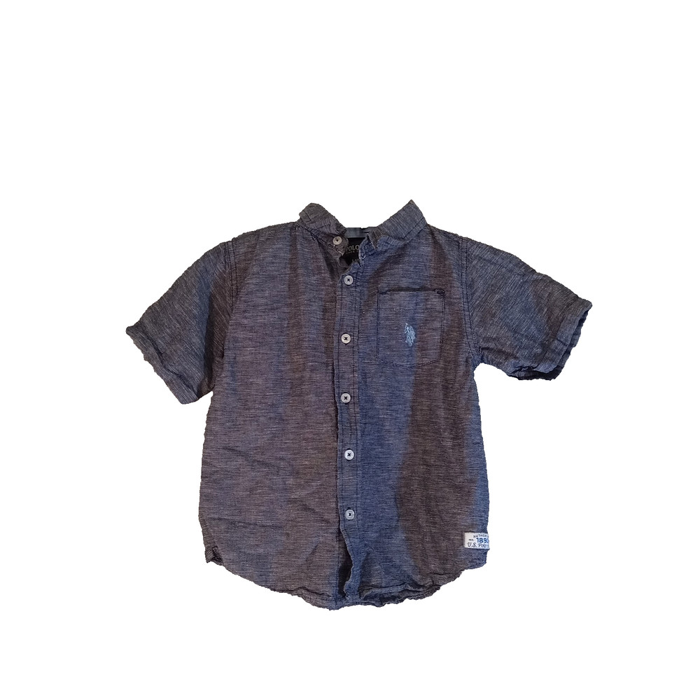 U.S. Polo Assn. Shirt Button Down Boys Large 7 Blue Collar Short Sleeve Logo