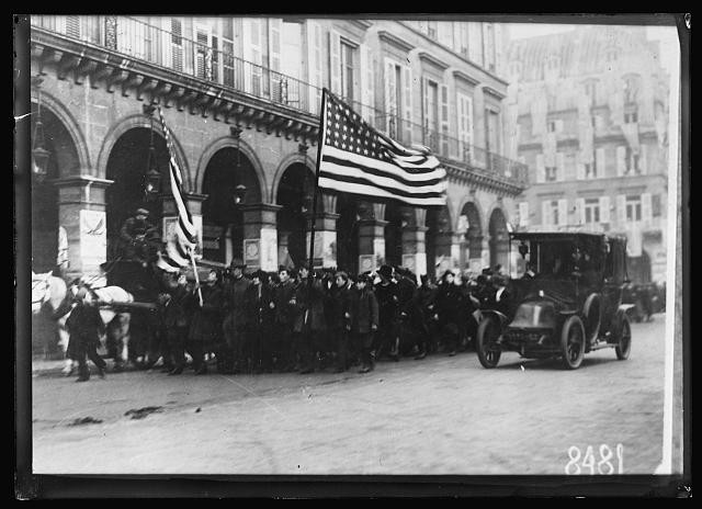 Paris France Rue de Rivoli Armistice Day Celebration 1918 Crowd Parade