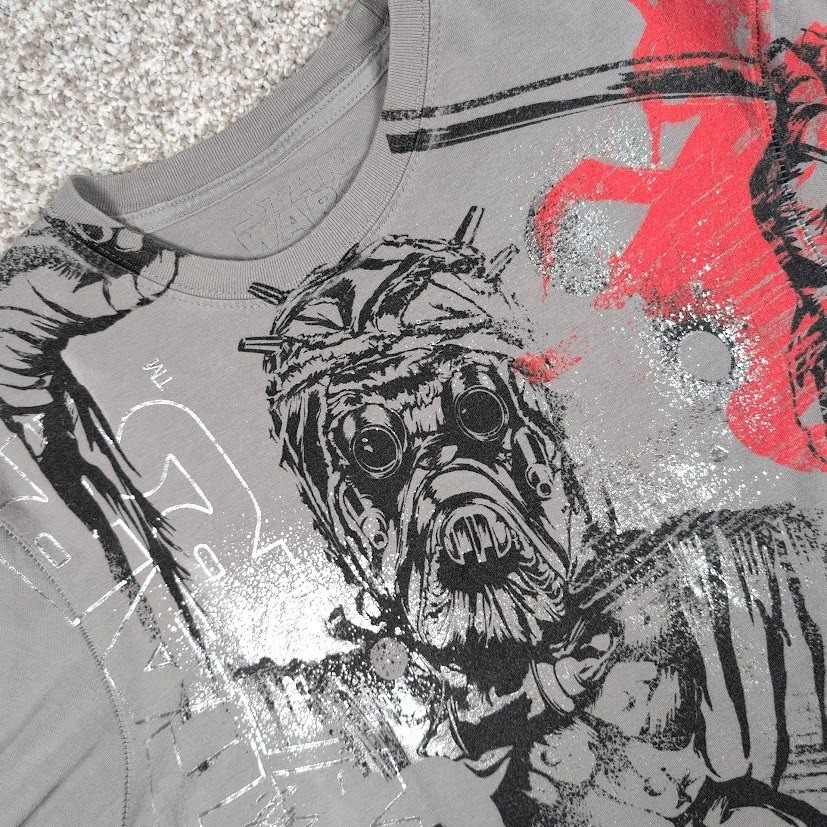 Star Wars Tusken Raider Graphic T Shirt Marc Ecko Cut Sew Grey Small