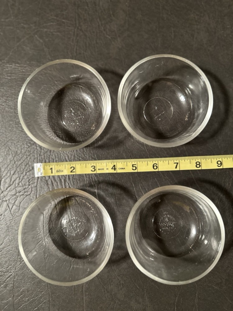 Set of 4 Fire King Clear Glass 6 oz Bowls - Prep/Custard Cups