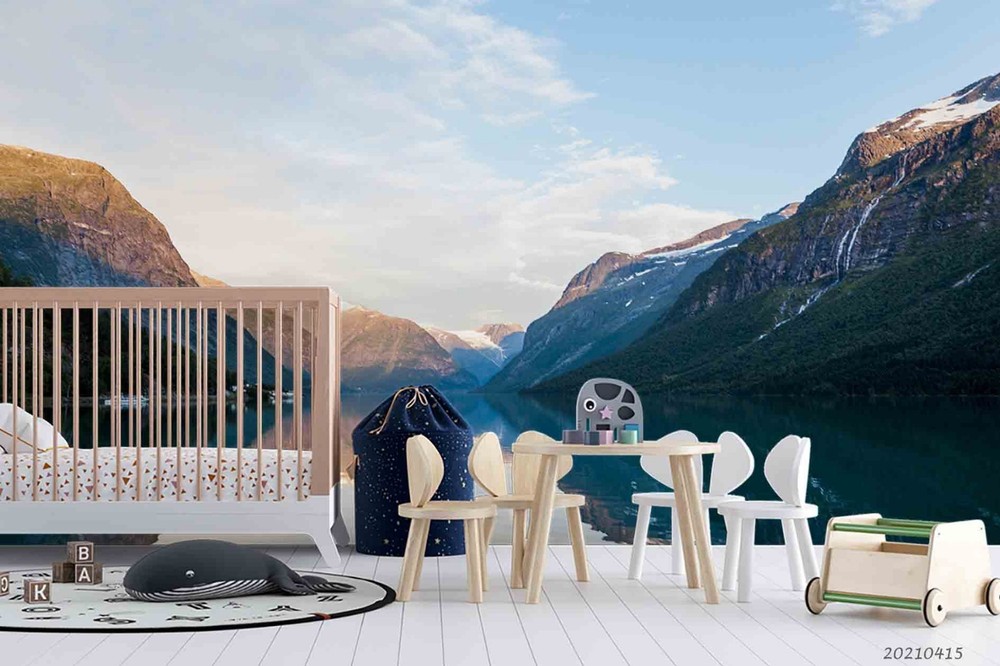 3D Sky Mountains Lakes Landscape Wall Murals Wallpaper Murals Wall Sticker