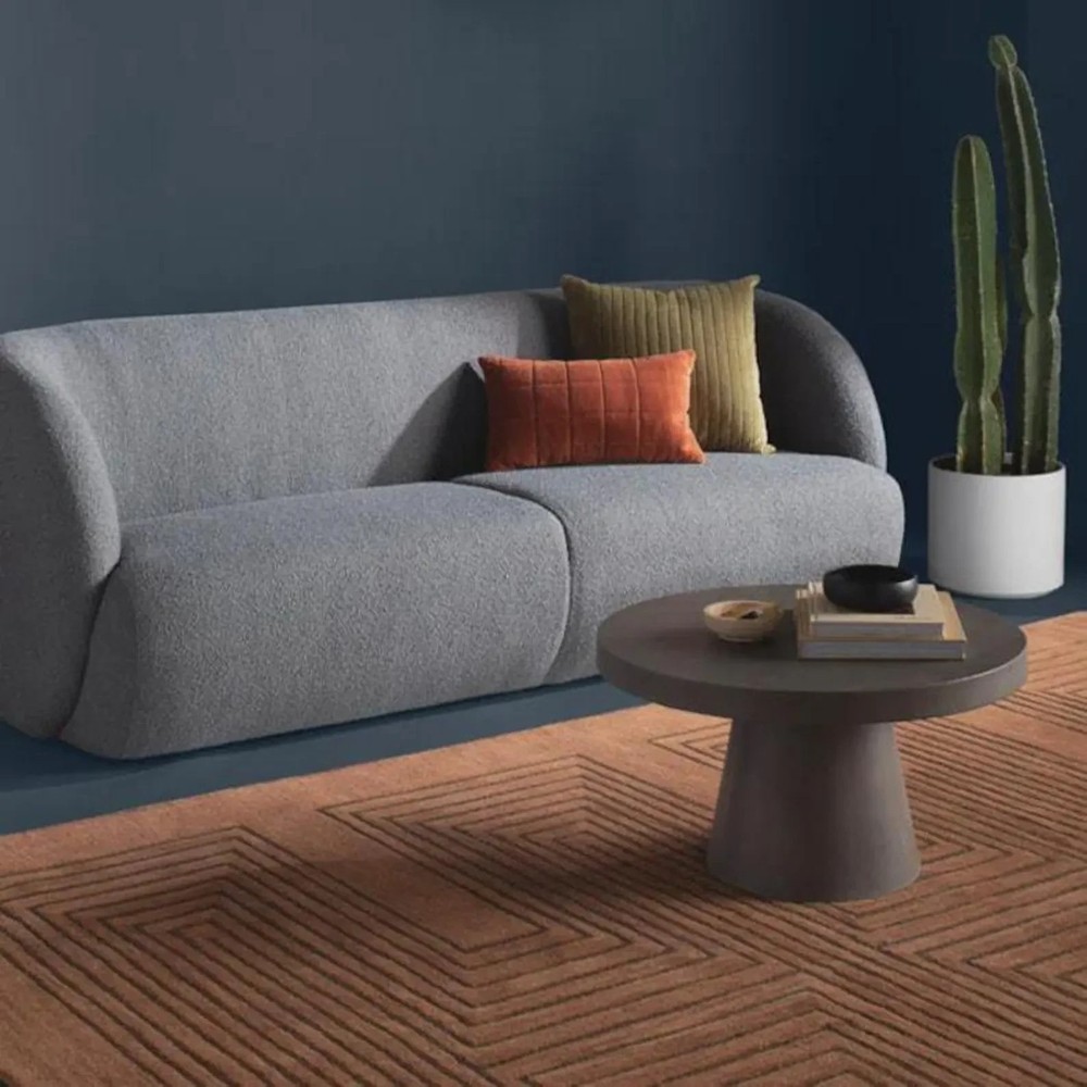 Geometric Rust Wool Rug: Hand Tufted, Rugs for living Room , Rust color