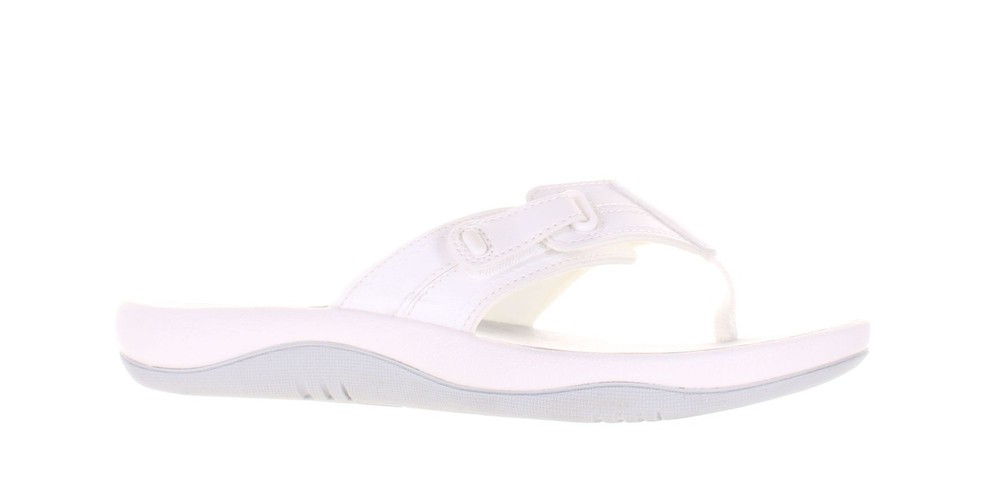 Clarks Womens Summaze Loop White T-Strap Sandals Size 6 Wide 7829071