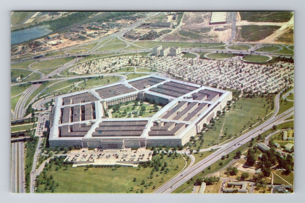 Arlington VA-Virginia, Aerial of Pentagon Building, Antique Vintage Postcard