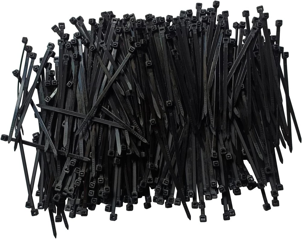 1000-Piece 4-Inch Black Heavy-Duty Zip Ties 18LBS Capacity