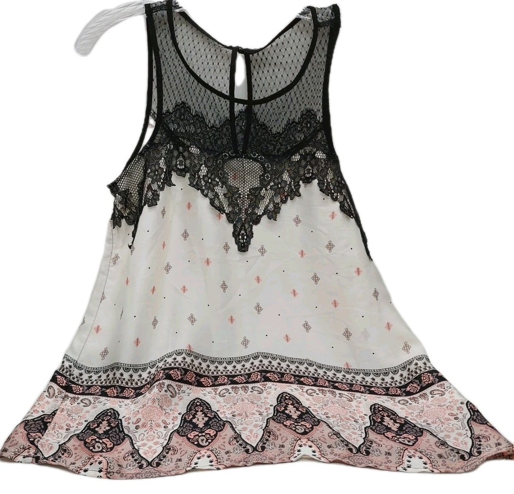 Maurices Women Cami Tank Top Size Small Fairy 90s Boho Lace Trim Y2K