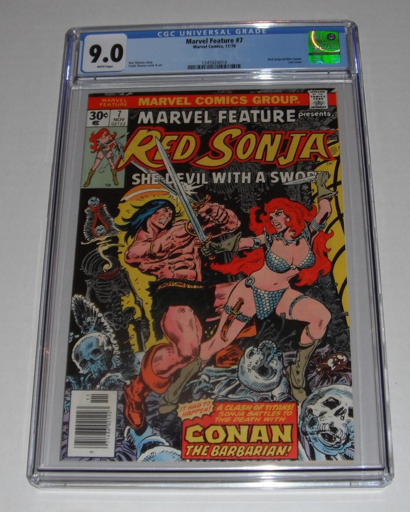 Marvel Feature # 7...CGC Blue 9.0 VF-NM grade...1976 comic--Red Sonja+ Conan-dx