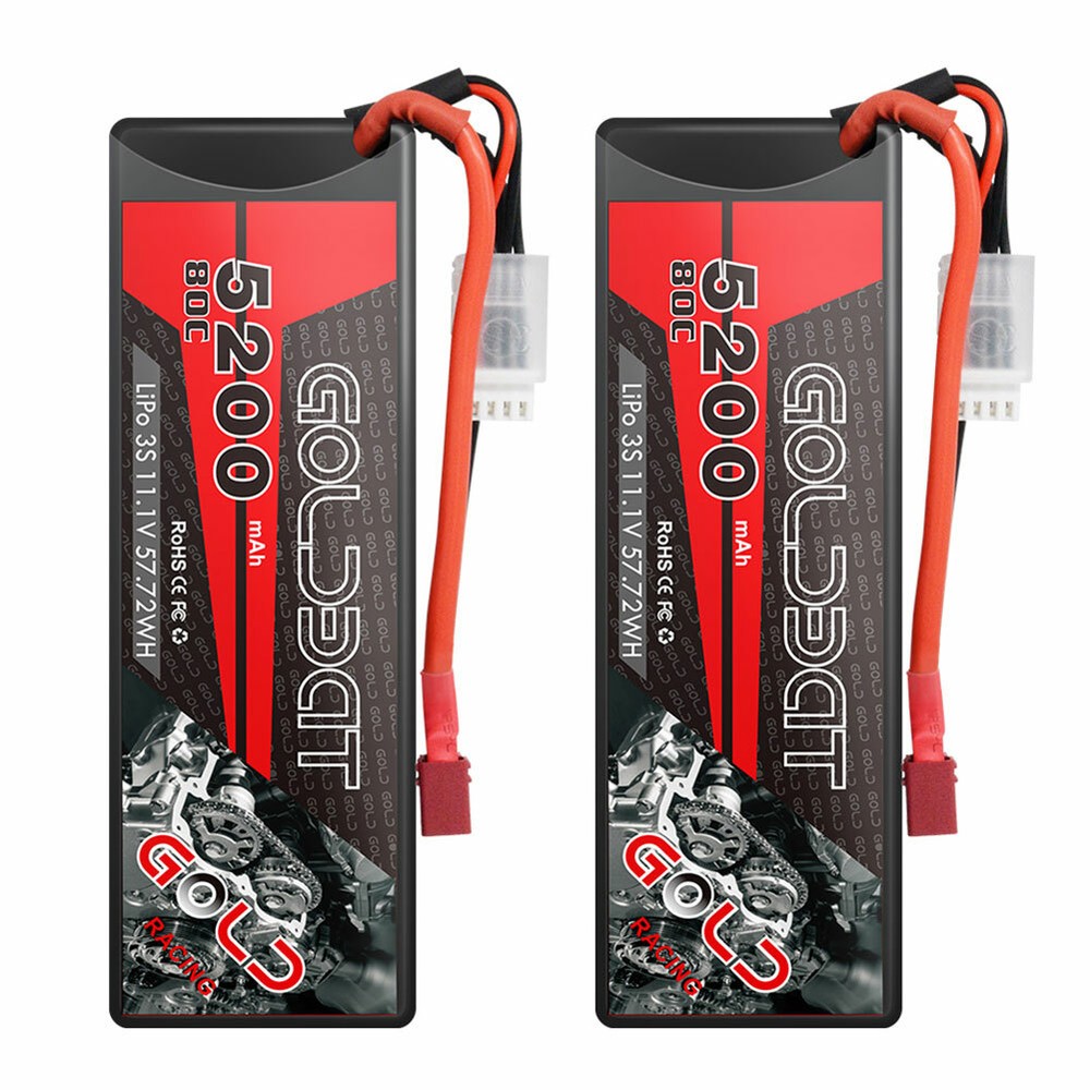 2x 5200mAh 80C 3S 11.1V Hardcase Lipo Battery with Deans Plug for RC Car Truck