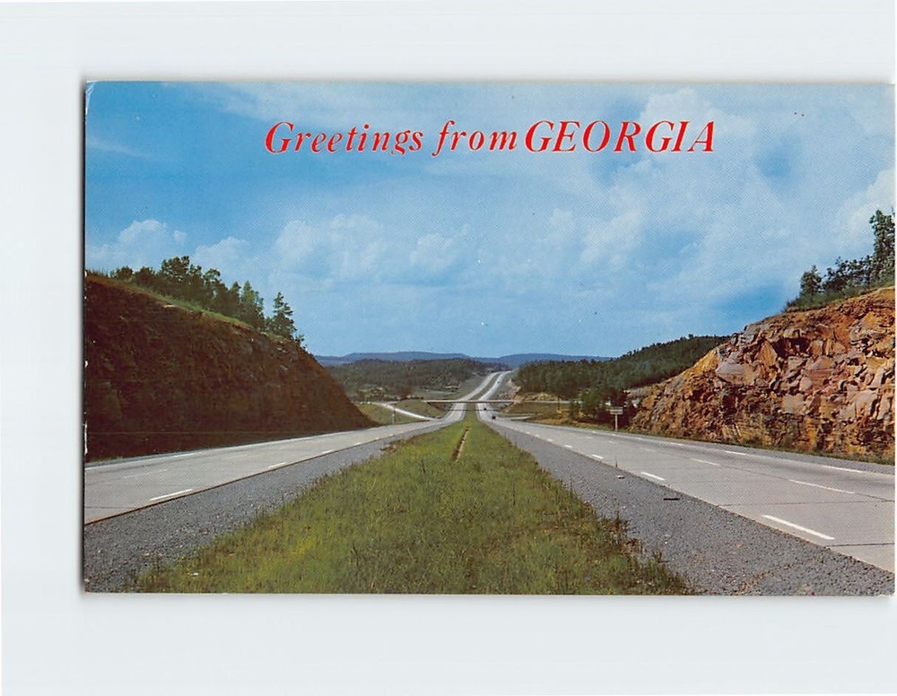 Postcard Interstate Highway Scene Greetings from Georgia USA