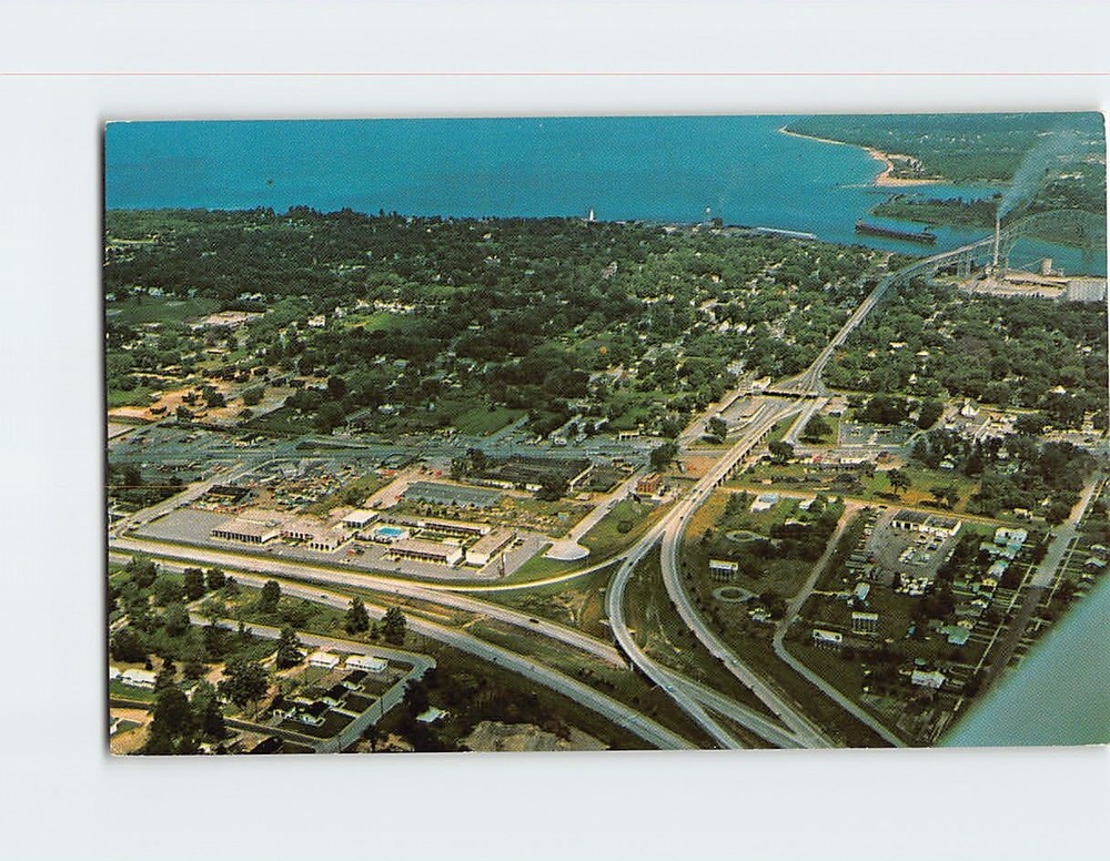 Postcard Looking toward the Famous Blue Water Bridge Port Huron Michigan USA