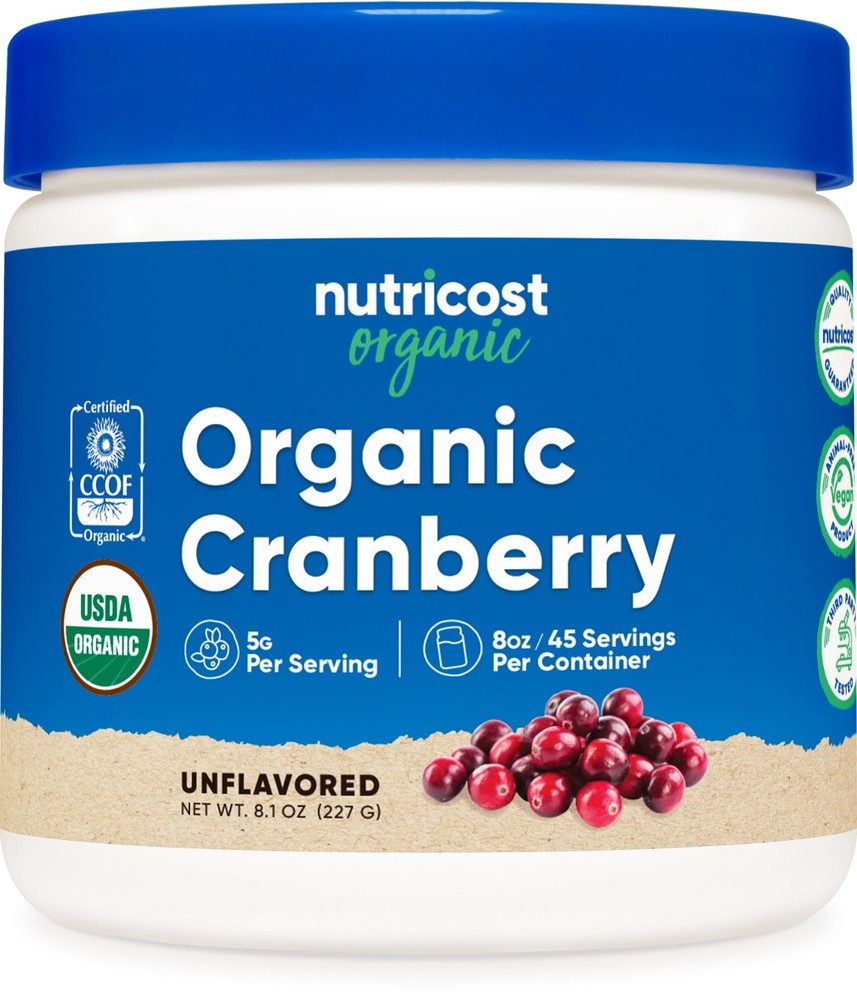 Nutricost Organic Cranberry 8 oz Powder, 5G per serving - Non-GMO, Gluten-Free