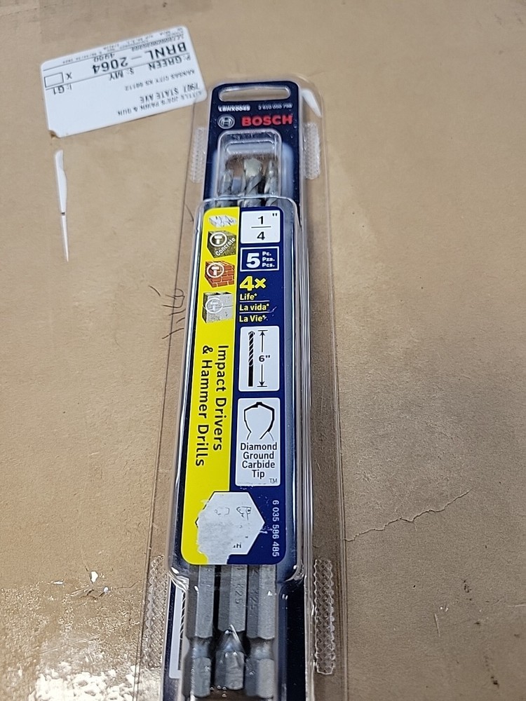 NEW Bosch Impact 5-Piece 1/4-inx6-in High-speed Steel Hammer Drill Masonry Dril