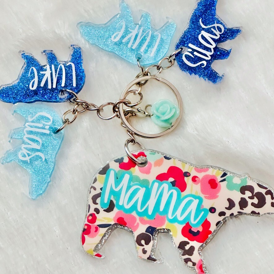 Llaveros personalizados para mamá oso con 4 cachorros, regalo para mamá, abuela, amigo, tía-image