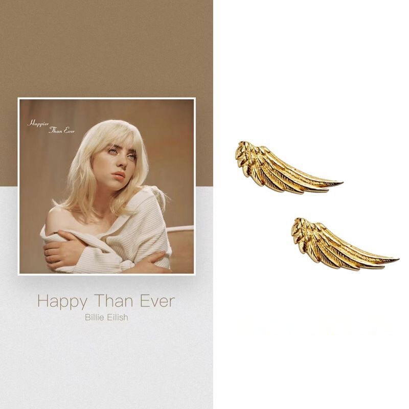 Elevate your style with Billie Eilish 14K Gild Wing Stud Earrings in S925 Silver