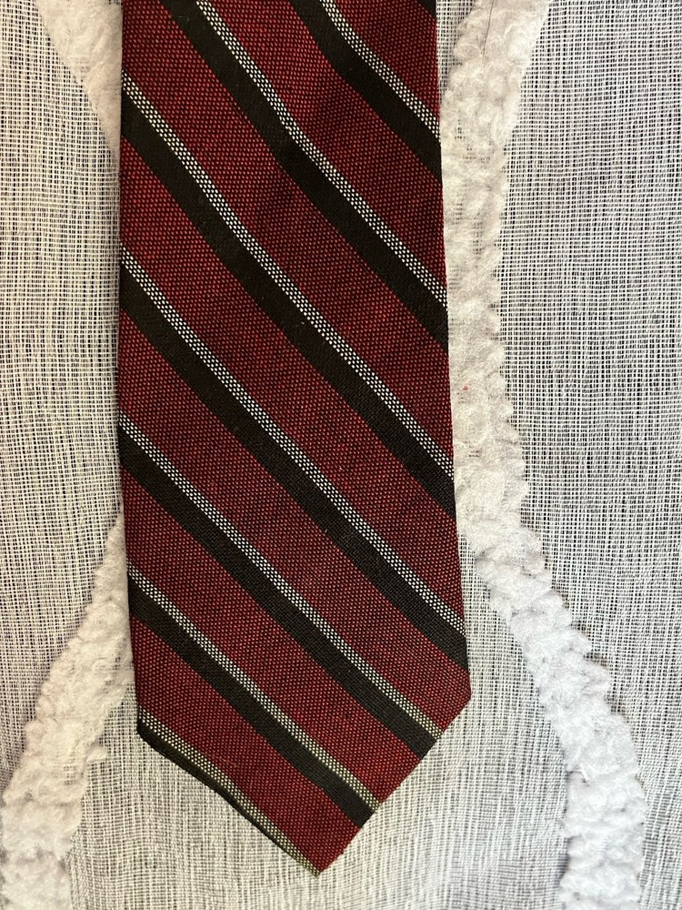 Vintage Skinny Tie Men’s Red Striped M & W Thomas By Superba Cotton Tie 55”