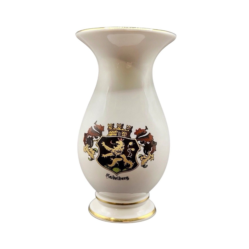 Vintage Porcelain Mini Bud Vase Heidelberg Lion Made In Germany