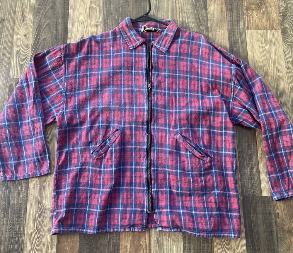 Paragraff  Vintage Full Zip Up Jacket Men XL Red/Blue  Plaid