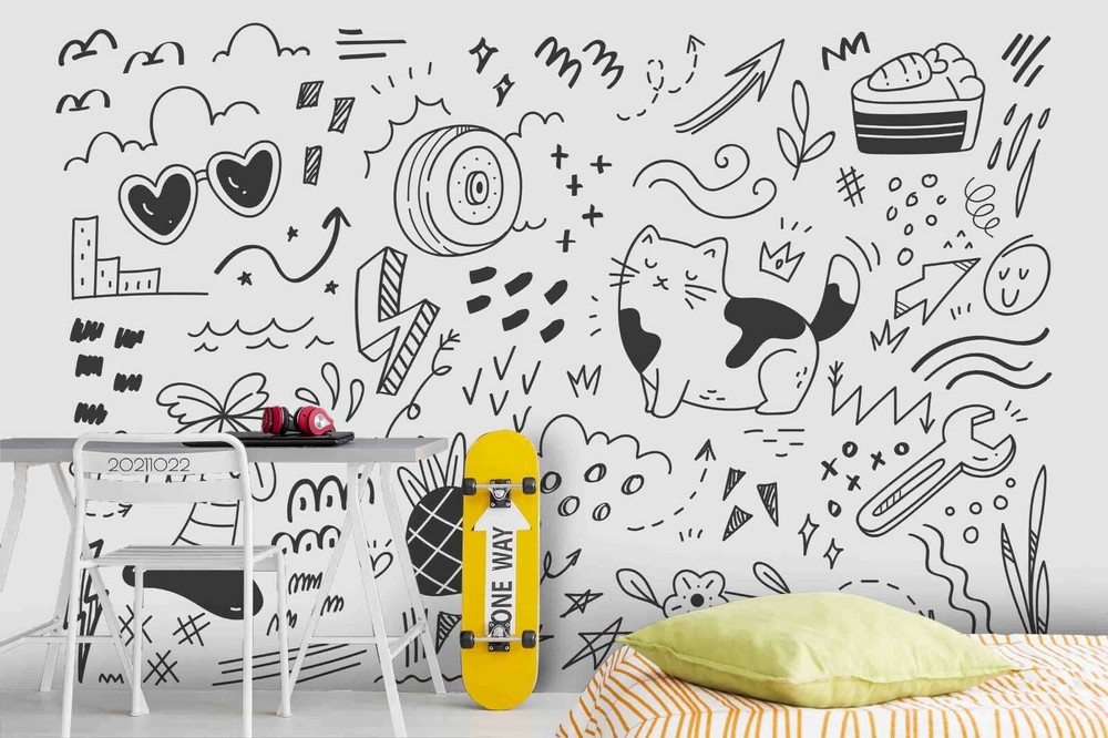 3D Abstract Graffiti Set Self-adhesive Removable Wallpaper Murals Wall 766-image