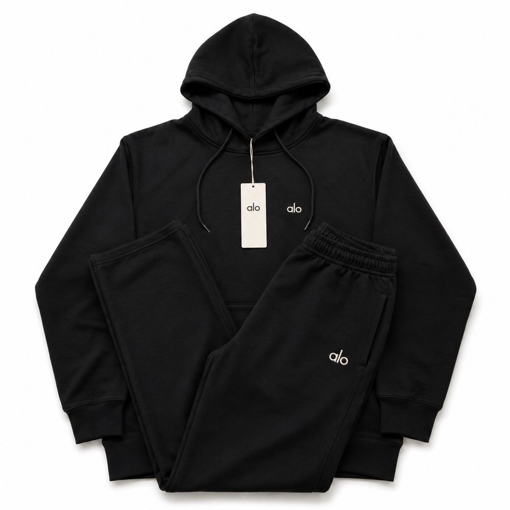 ALO Black 2pc Accolade Hoodie + Jogger Set