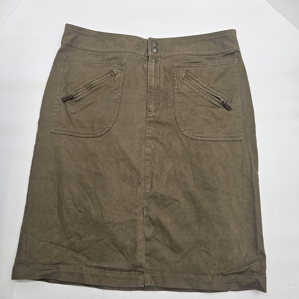 Lauren Ralph Lauren Green Front Slit Pencil Skirt Size 12 Dark Academia Preppy