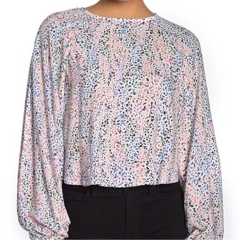 AFRM Women's Colorful Animal Print Long Balloon Sleeve Blouse Size: Medium