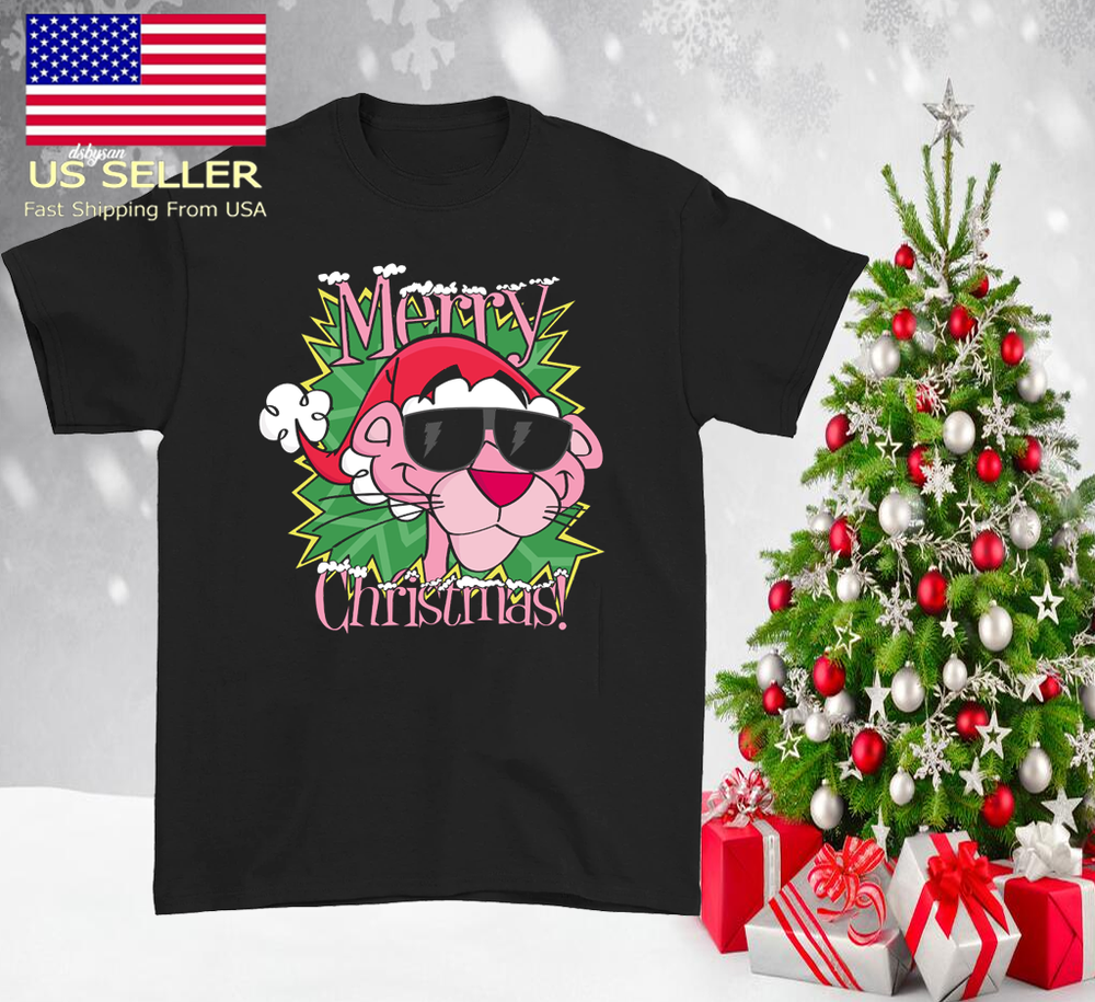 HOT NEW Pink Panther black T-shirt Unisex All sizes CHRISTMAS SHIRT 81