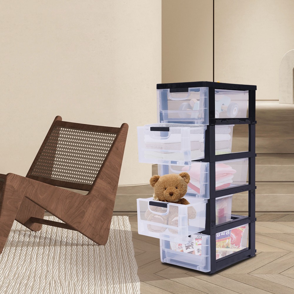 PP Plastic Storage Cabinet 5 Drawers Stackable Clothes Storage Box Organizer HOT