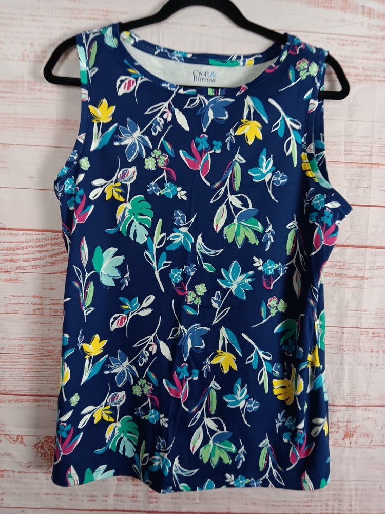 Croft & Barrow Classic Tank Women's Medium Floral 100% Cotton