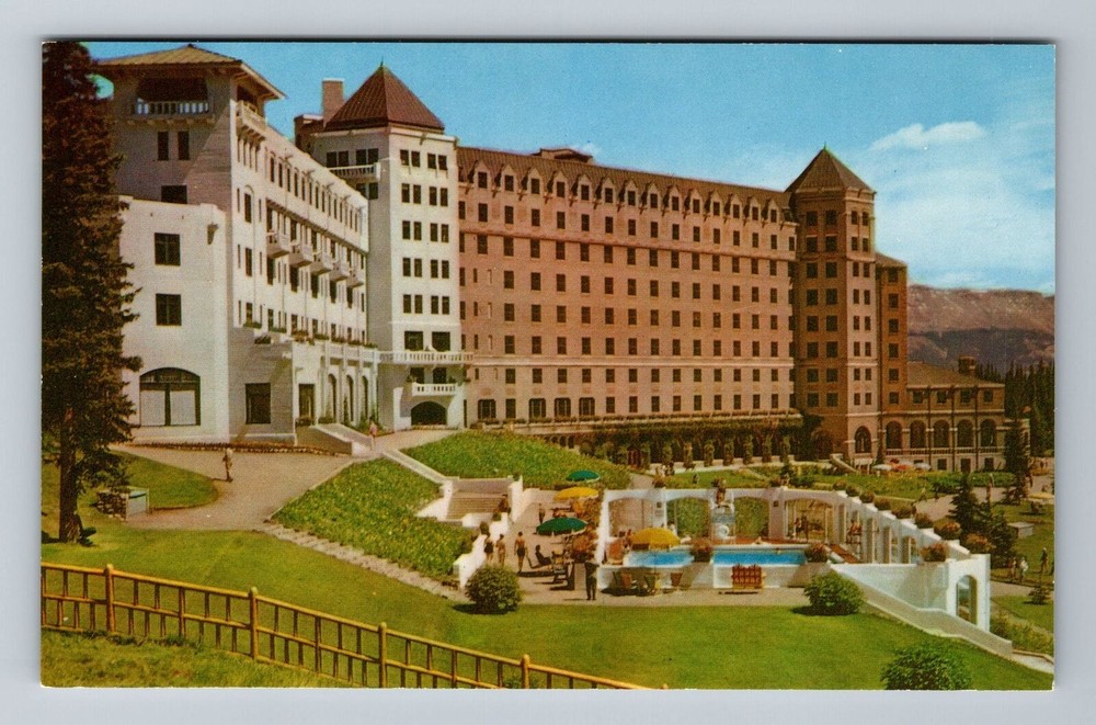 Banff-Alberta, The Chateau Lake Louise And Swimming Pool, Vintage Postcard