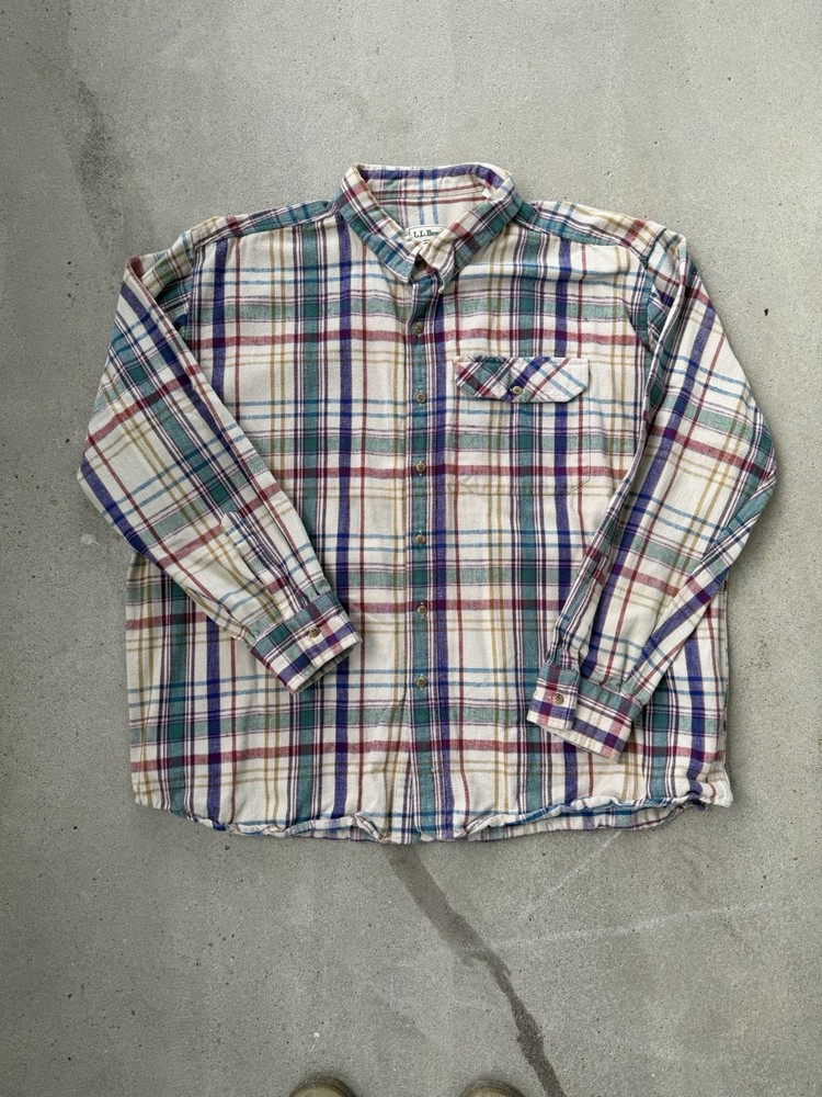Vintage LL Bean Multicolor Plaid Flannel Shirt Size XXL Tall
