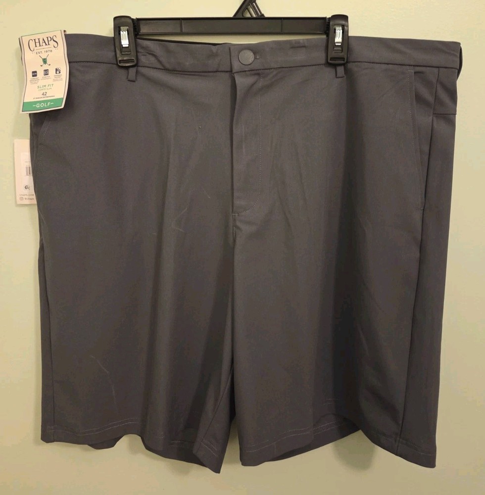 Chaps Men's 42 Slim Fit Flat Front Golf Shorts CHARCOAL GRAY 9