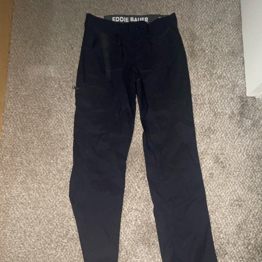Eddie Bauer Casual Pants Black Straight Leg Flat Front Men's Size 30